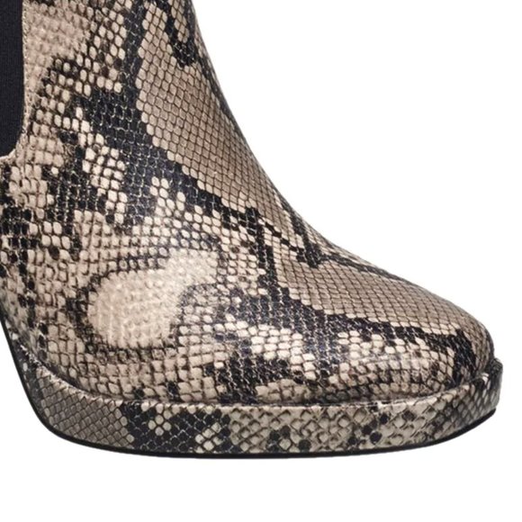 NEW! French Connection Vegan Leather Penny Chelsea Block Heel Boots Snake - Picture 9 of 16